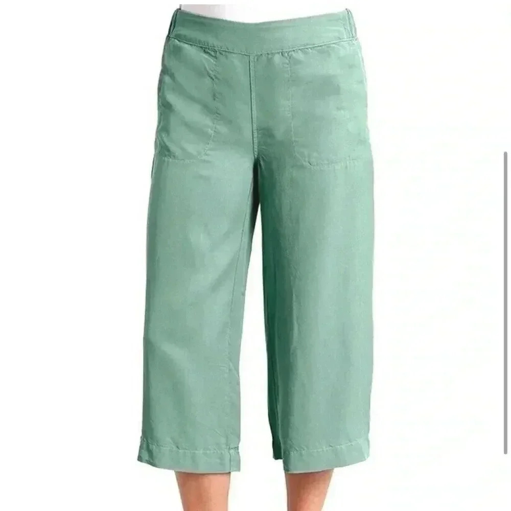 Fresh Produce L Clare Lagoon Green Wide Leg Capri Crop Pants